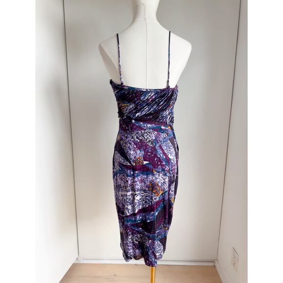 Y2K Catherine Malandrino Designer Dress Abstract Purple Print Size Small /4 - Picture 11 of 15